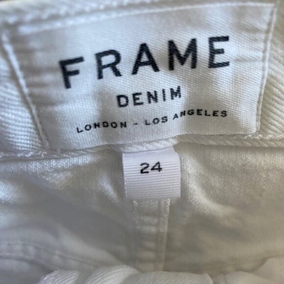 FRAME Denim Le High White Belted Frayed Fringe Hem Mini Skirt 24 - Picture 12 of 14
